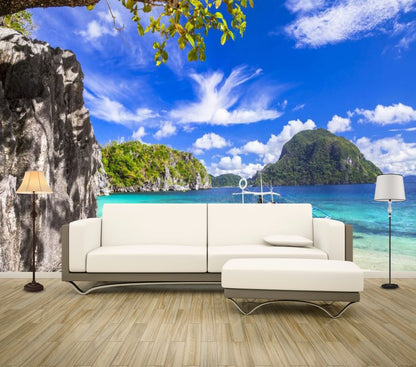 Wallpaper Murals Peel and Stick Removable Beach with Rocks High Quality