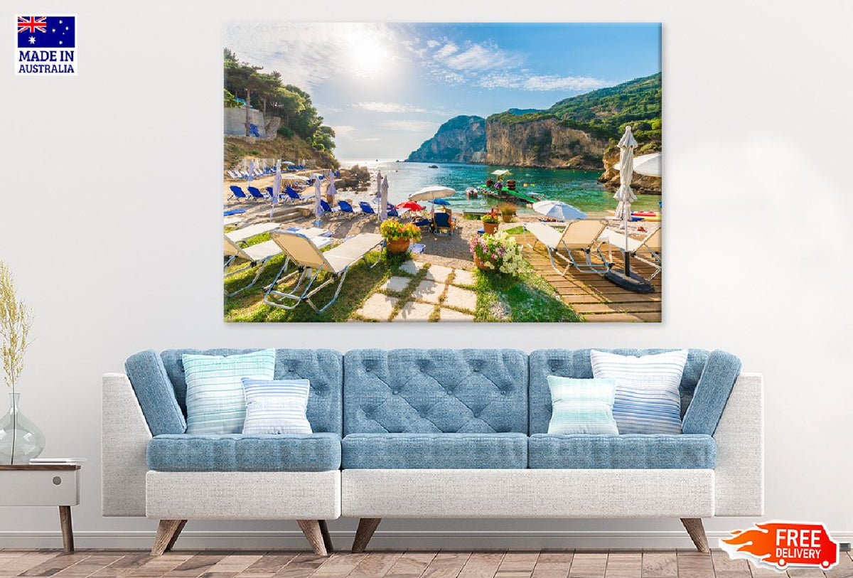 Beach in Corfu Island, Greece Photograph Print 100% Australian Made