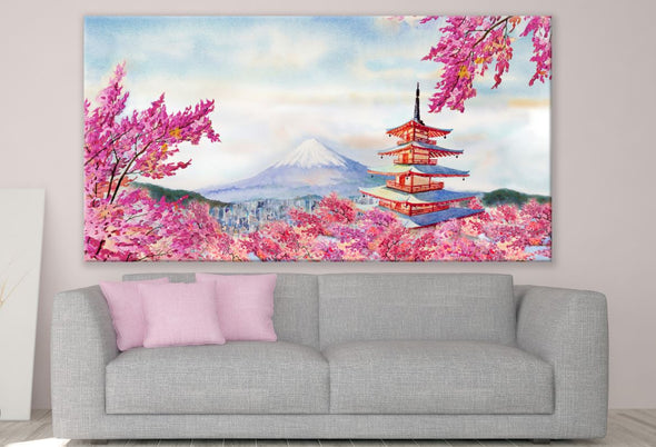 Cherry blossom & Mount Fuji view Print 100% Australian Made