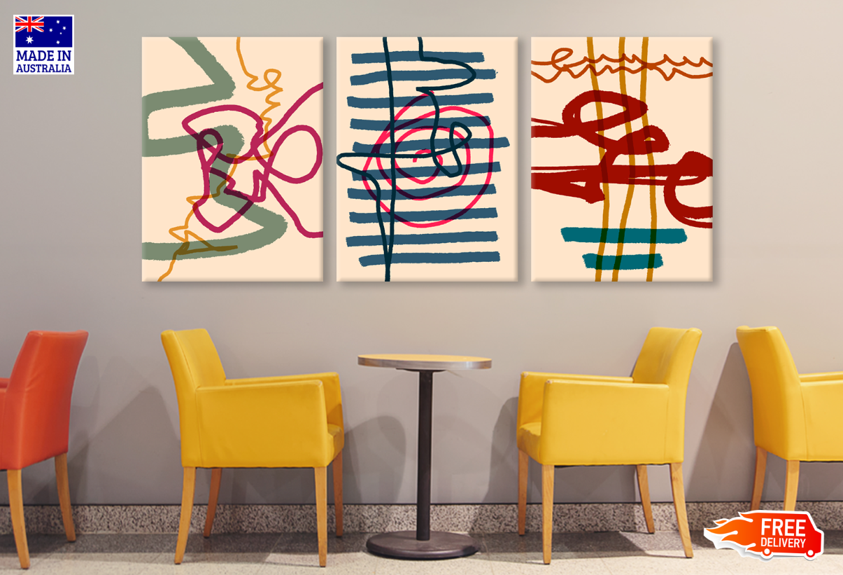 3 Set of Abstract Designs High Quality print 100% Australian made wall Canvas ready to hang