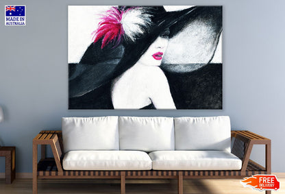 Fashion Woman with Hat Acrylic Painting Print 100% Australian Made