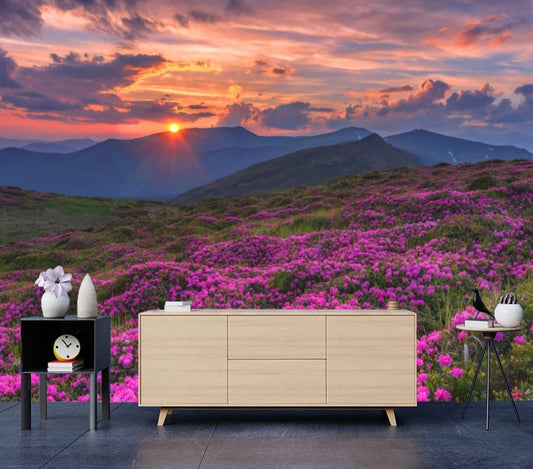 Wallpaper Murals Peel and Stick Removable Stunning Mountains in Sunset High Quality