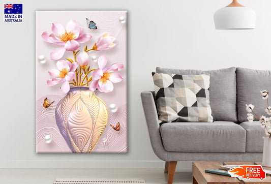 Pink Floral Vase Fractal Design Print 100% Australian Made