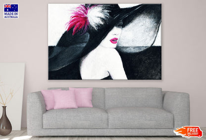 Fashion Woman with Hat Acrylic Painting Print 100% Australian Made