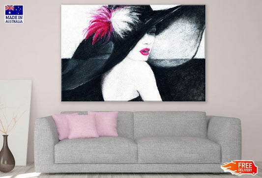 Fashion Woman with Hat Acrylic Painting Print 100% Australian Made