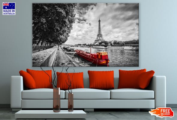 Eiffel Tower & River Black & White Photograph Print 100% Australian Made