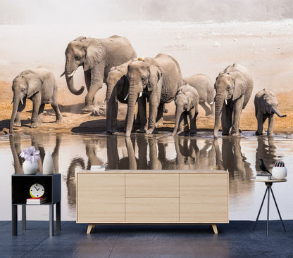 Wallpaper Murals Peel and Stick Removable Elephant Near Lake High Quality