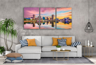 3 Set of City Sunset View Photograph High Quality Print 100% Australian Made Wall Canvas Ready to Hang