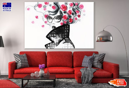 Woman with Rose Hair Fashion Watercolor Painting Print 100% Australian Made