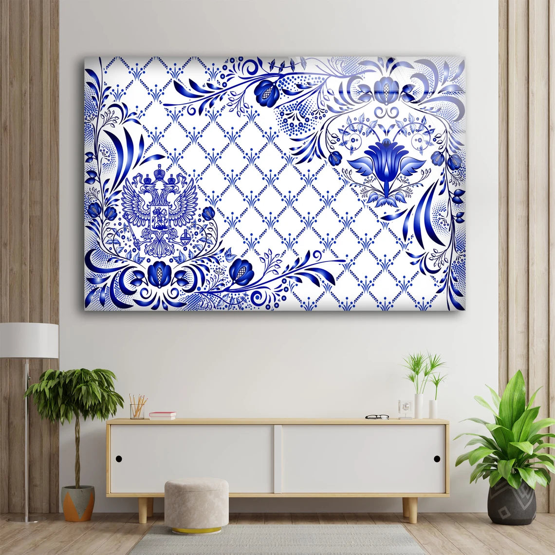 Blue Pattern Design Acrylic Glass Print Tempered Glass Wall Art 100% Made in Australia Ready to Hang