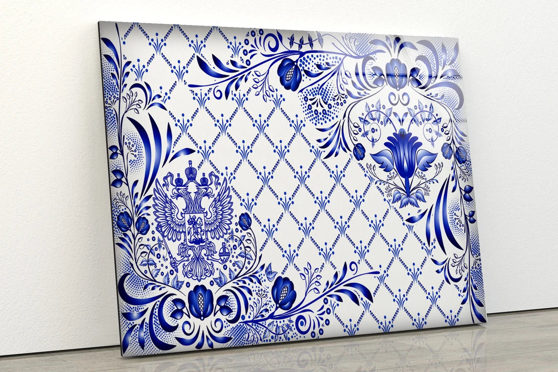 Blue Pattern Design Acrylic Glass Print Tempered Glass Wall Art 100% Made in Australia Ready to Hang