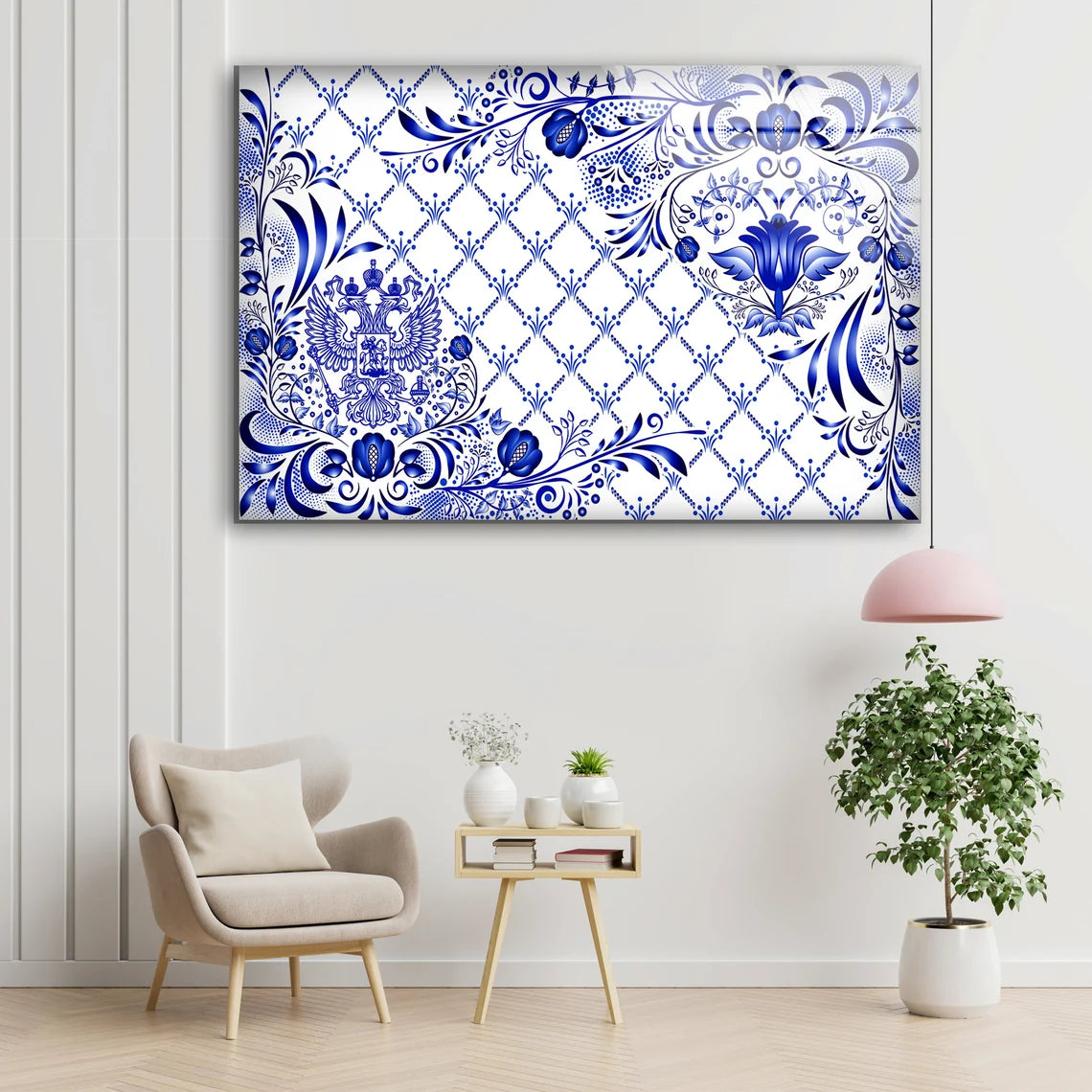 Blue Pattern Design Acrylic Glass Print Tempered Glass Wall Art 100% Made in Australia Ready to Hang