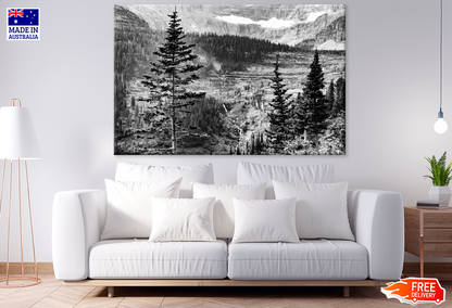 Snow Covered Forest & Trees B&W Photograph Print 100% Australian Made