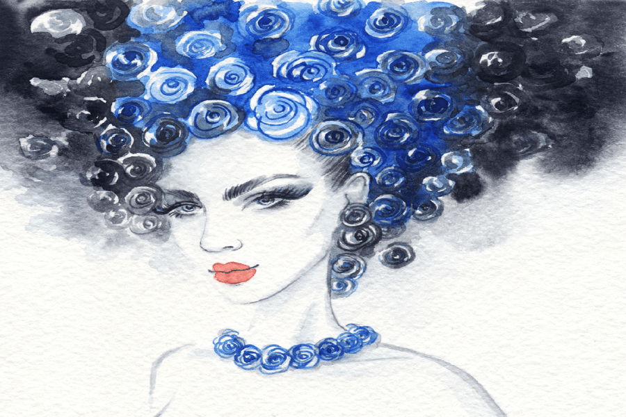 Woman with Rose Hair Fashion Watercolor Painting Print 100% Australian Made