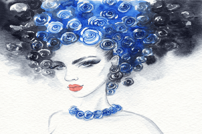 Woman with Rose Hair Fashion Watercolor Painting Print 100% Australian Made