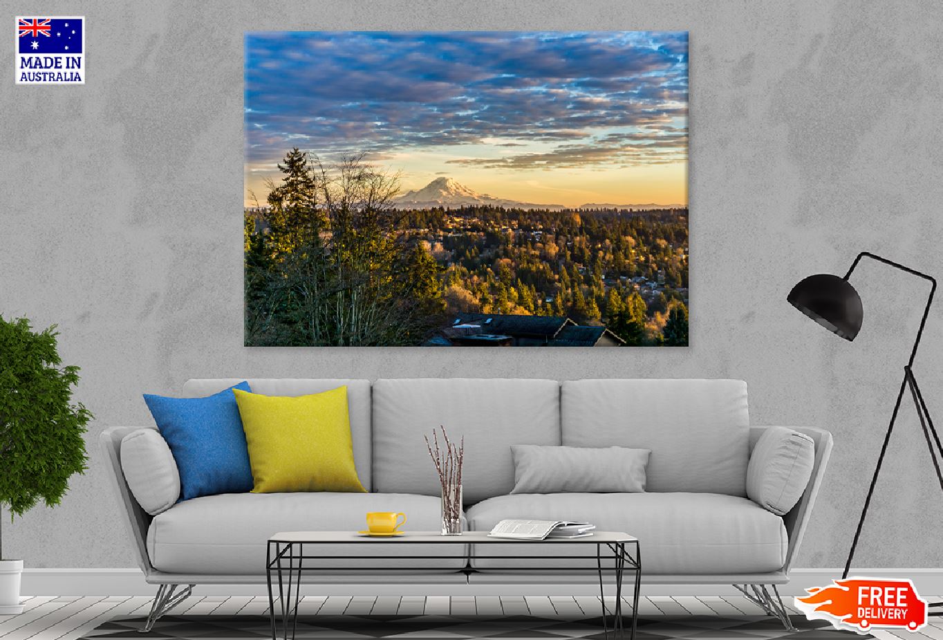 Clouds Over Mountain & City View Photograph Print 100% Australian Made