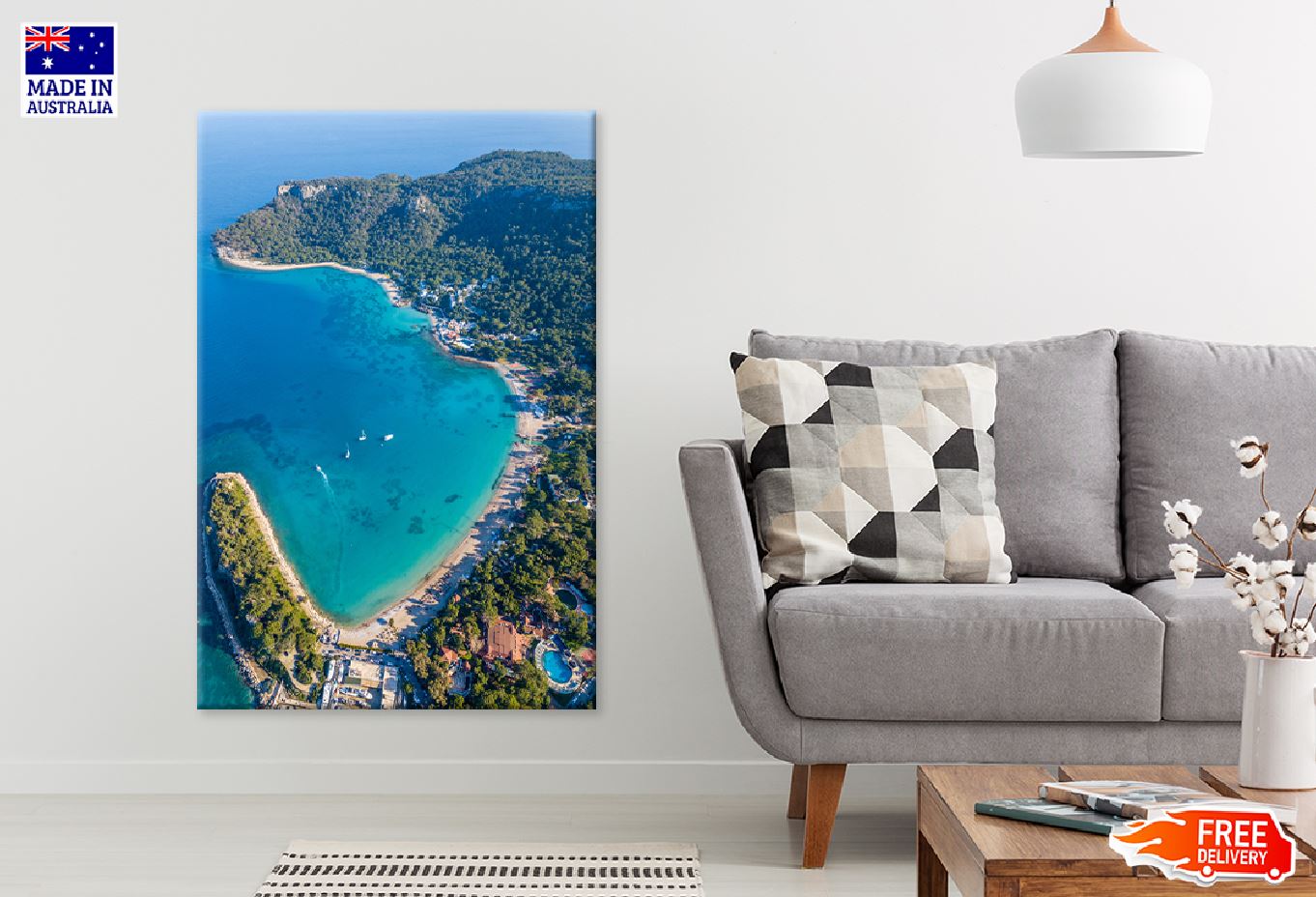 Moonlight Beach in Kemer Aerial View Photograph Print 100% Australian Made