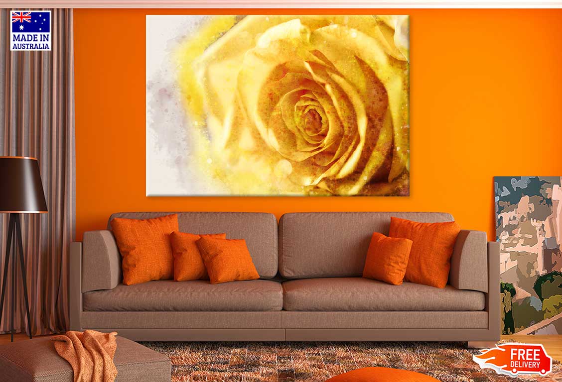 Yellow Rose Closeup Painting Print 100% Australian Made