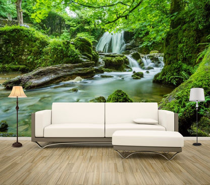 Wallpaper Murals Peel and Stick Removable Waterfall in Deep Forest High Quality