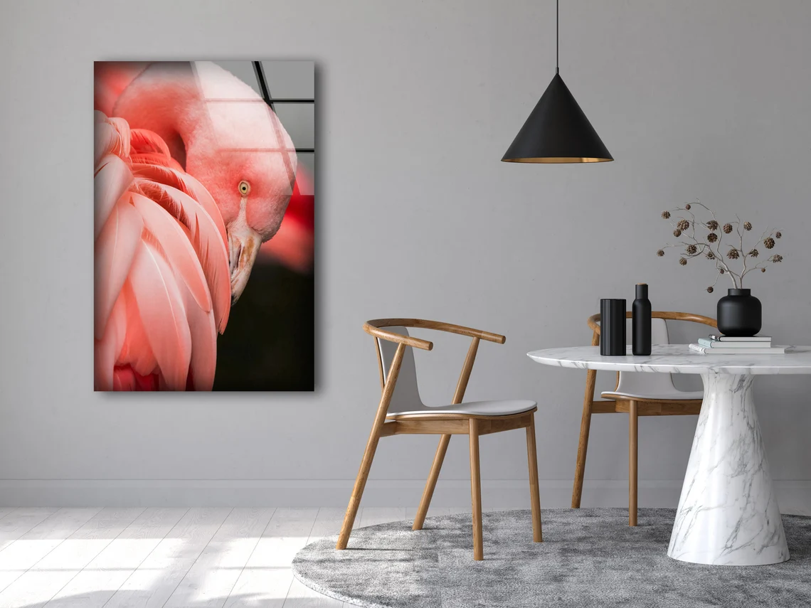 Flamingo Bird Closeup Photograph Acrylic Glass Print Tempered Glass Wall Art 100% Made in Australia Ready to Hang