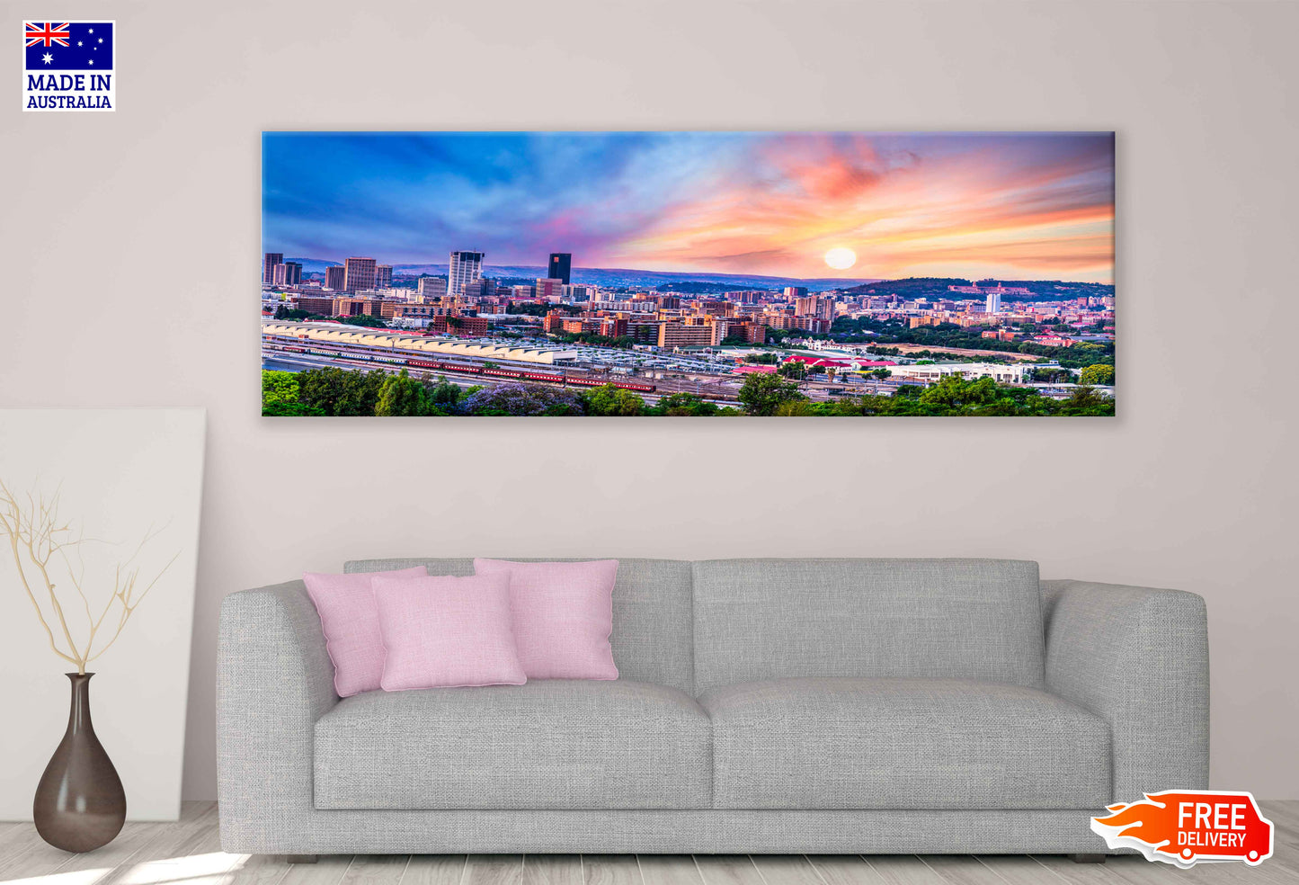 Panoramic Canvas Pretoria city Sunset Photograph High Quality 100% Australian Made Wall Canvas Print Ready to Hang