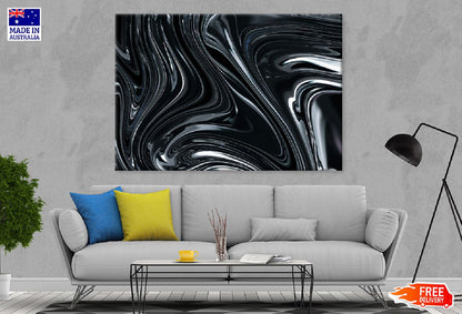 Black Silver Fluid Abstract Design Print 100% Australian Made