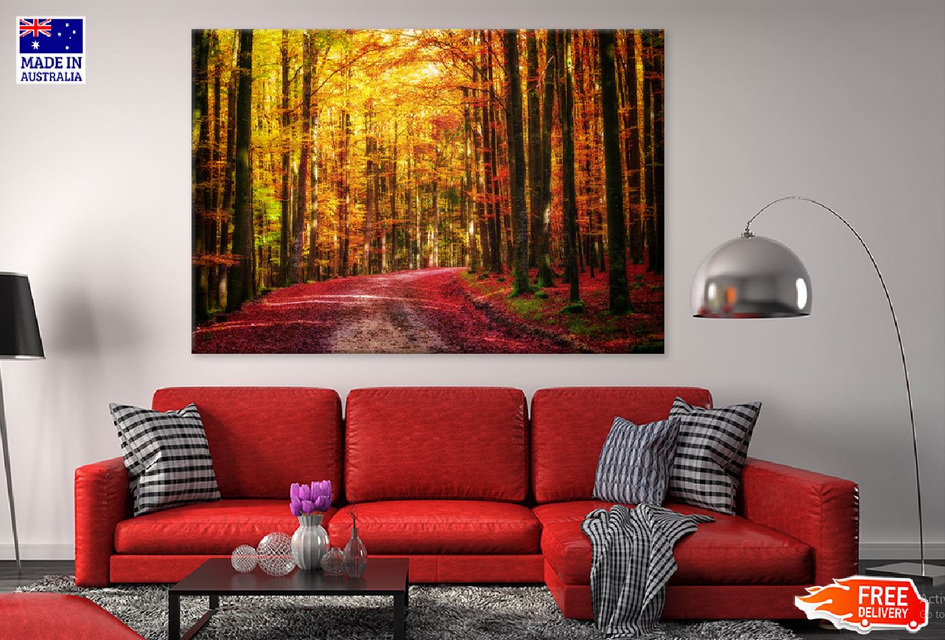 Path in Autumn Forest View Photograph Print 100% Australian Made