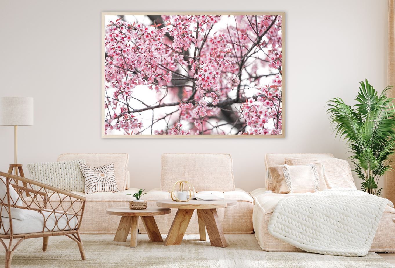 White Pink Prunus Flowers Branch Photograph Home Decor Premium Quality Poster Print Choose Your Sizes