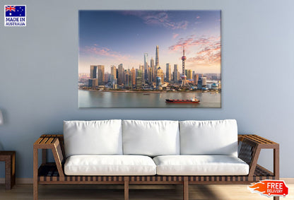 Shanghai Skyline Sunset Scenery Photograph Print 100% Australian Made