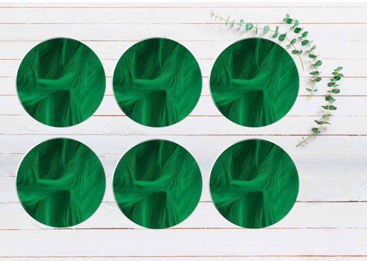 Green Vector Abstract Coasters Wood & Rubber - Set of 6 Coasters
