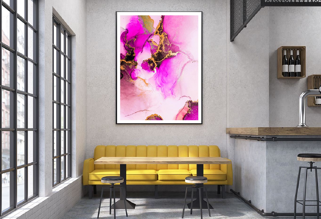 Pink & Gold Fluid Abstract Design Home Decor Premium Quality Poster Print Choose Your Sizes