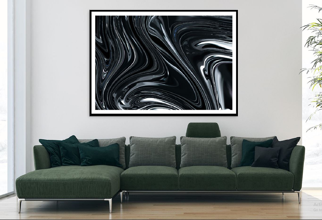 Black Silver Fluid Abstract Design Home Decor Premium Quality Poster Print Choose Your Sizes