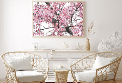 White Pink Prunus Flowers Branch Photograph Home Decor Premium Quality Poster Print Choose Your Sizes