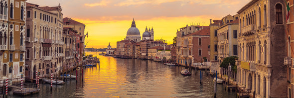 Panoramic Canvas Venice City & Canal with Sunrise View High Quality 100% Australian made wall Canvas Print ready to hang