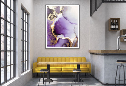 Purple & Gold Splash Abstract Design Home Decor Premium Quality Poster Print Choose Your Sizes