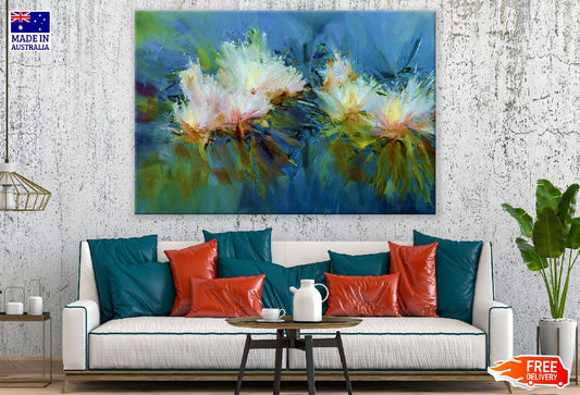 White Lotus Flowers Abstract Design Print 100% Australian Made