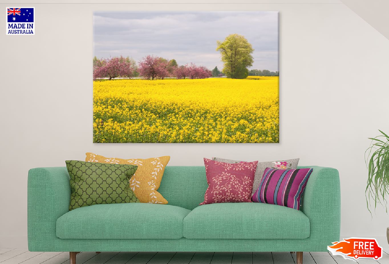 Apple Trees in Flower Field View Photograph Print 100% Australian Made