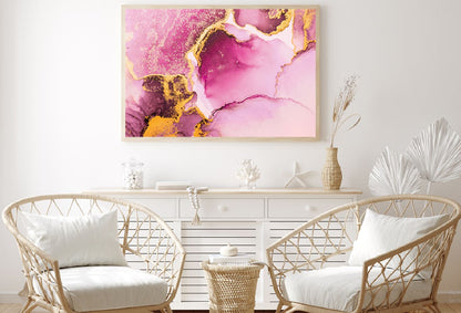 Pink Gold Liquid Ink Abstract Design Home Decor Premium Quality Poster Print Choose Your Sizes