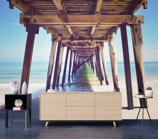 Wallpaper Murals Peel and Stick Removable View Under Wooden Pier Photograph High Quality