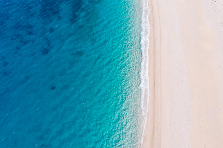 White Sandy Beach Aerial Photograph Greece Print 100% Australian Made