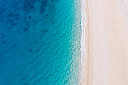 White Sandy Beach Aerial Photograph Greece Print 100% Australian Made