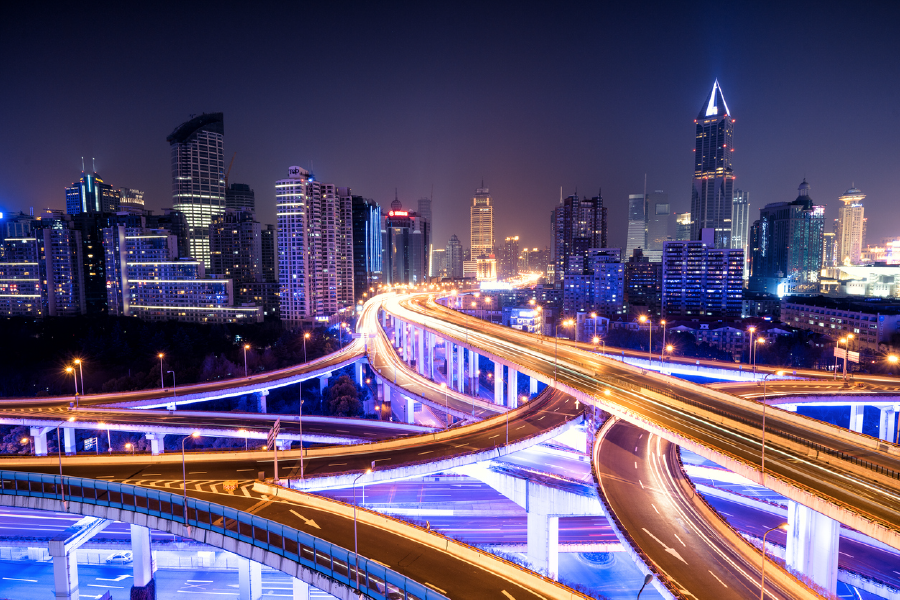 Highway Roads & City Night Time View Print 100% Australian Made