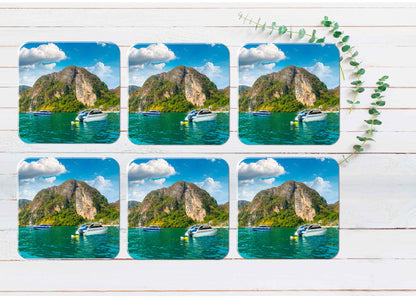 Koh Phi Phi Don island, Thailand Coasters Wood & Rubber - Set of 6 Coasters