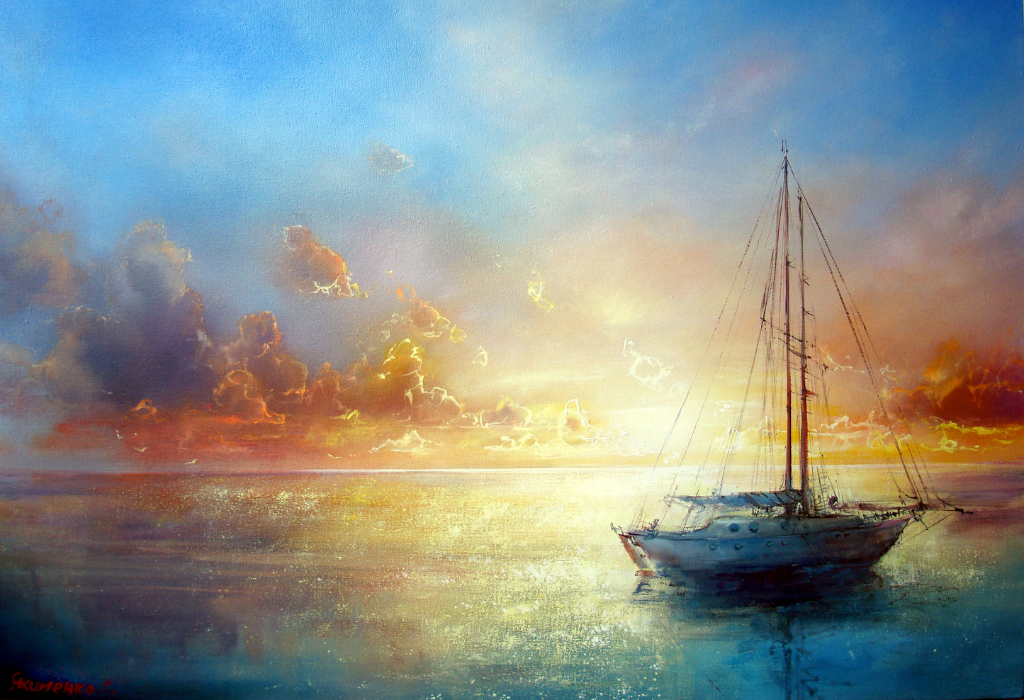 Wallpaper Murals Peel and Stick Removable Boat & Beach Watercolor Painting High Quality