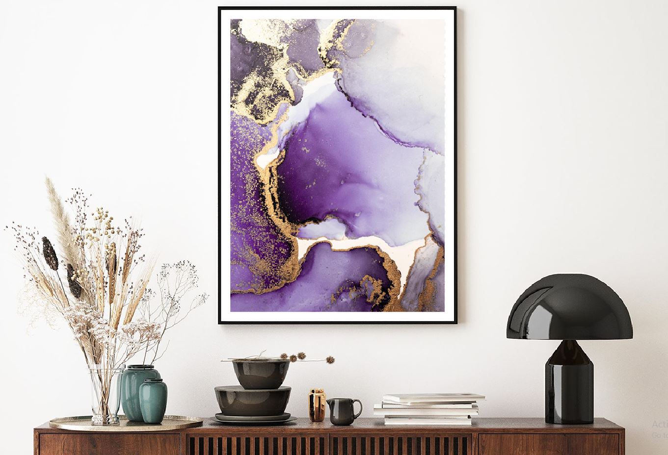 Purple & Gold Splash Abstract Design Home Decor Premium Quality Poster Print Choose Your Sizes