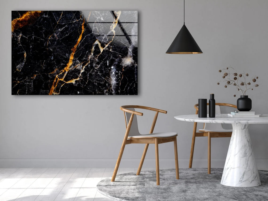 Gold Black & Silver Abstract Design Acrylic Glass Print Tempered Glass Wall Art 100% Made in Australia Ready to Hang