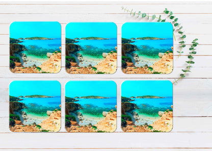 Blue Lagoon Comino Island Malta Gozo Coasters Wood & Rubber - Set of 6 Coasters