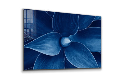 Blue Flower Closeup Print Tempered Glass Wall Art 100% Made in Australia Ready to Hang