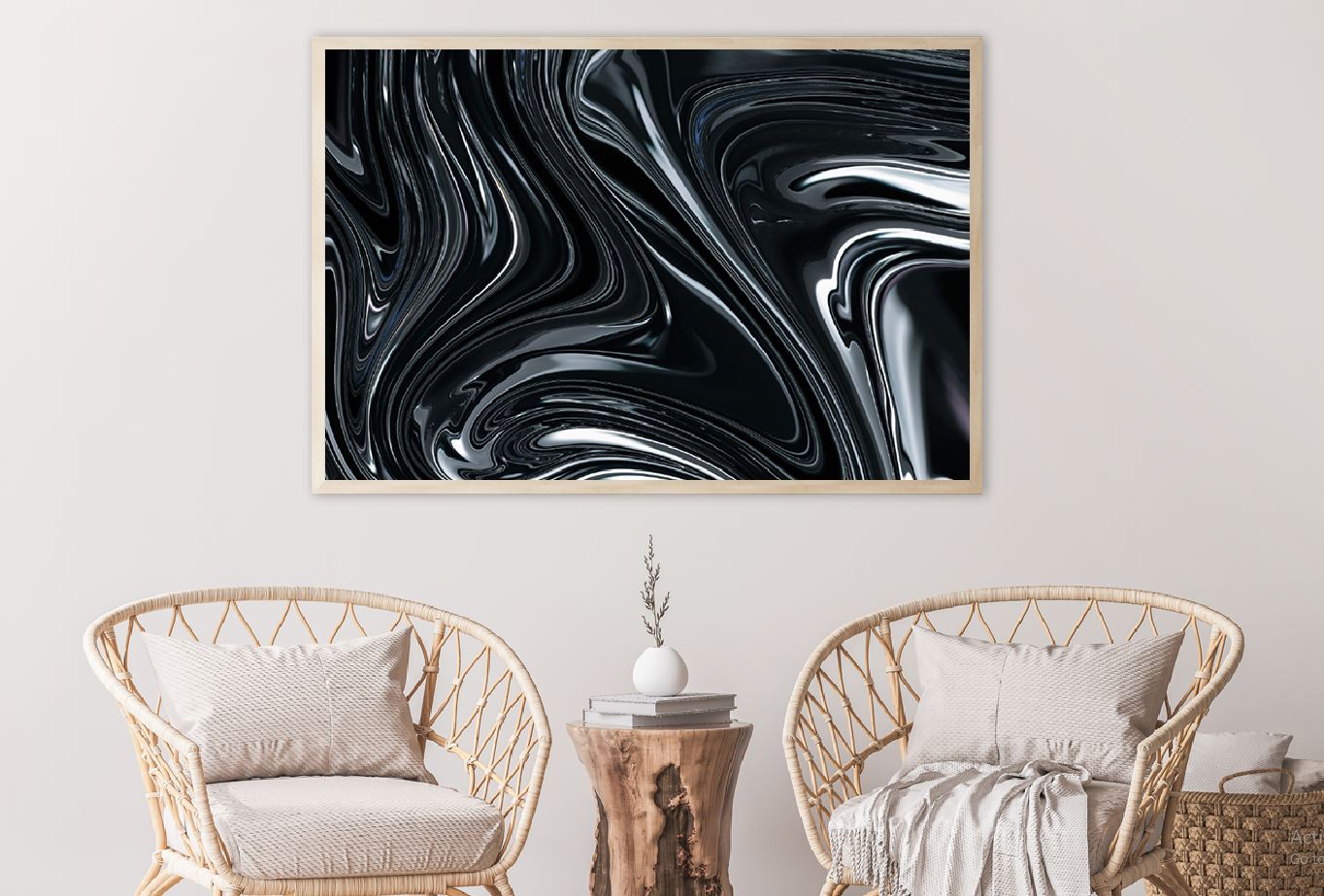 Black Silver Fluid Abstract Design Home Decor Premium Quality Poster Print Choose Your Sizes