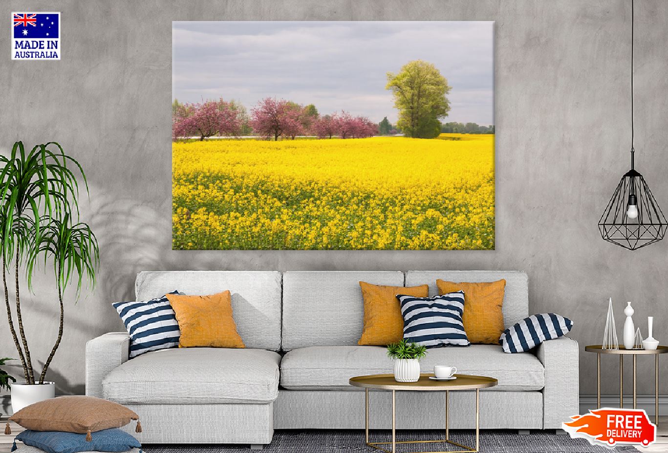 Apple Trees in Flower Field View Photograph Print 100% Australian Made